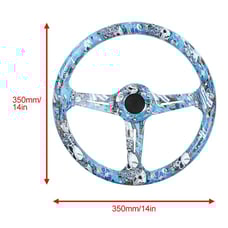 NEW JDM UNIVERSAL 350MM SKULL Style Acrylic Deep Dish 6 Holes Steering Wheel