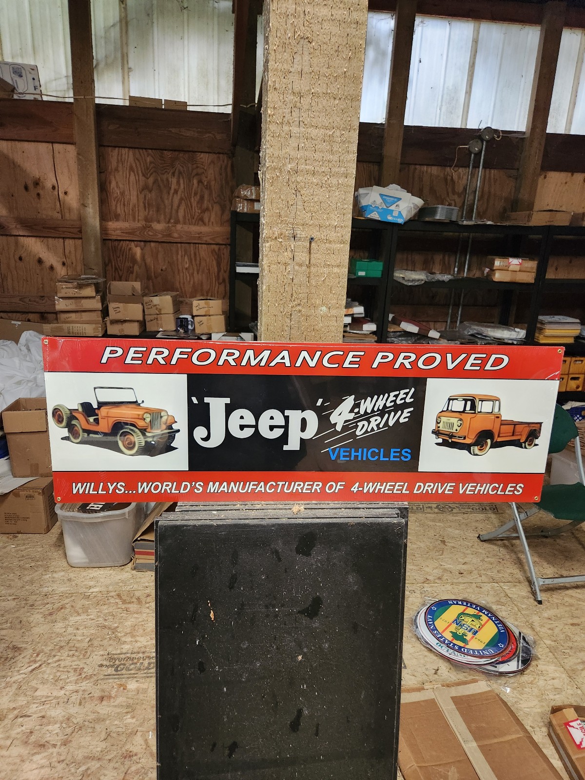 Huge jeep willys steel metal sign