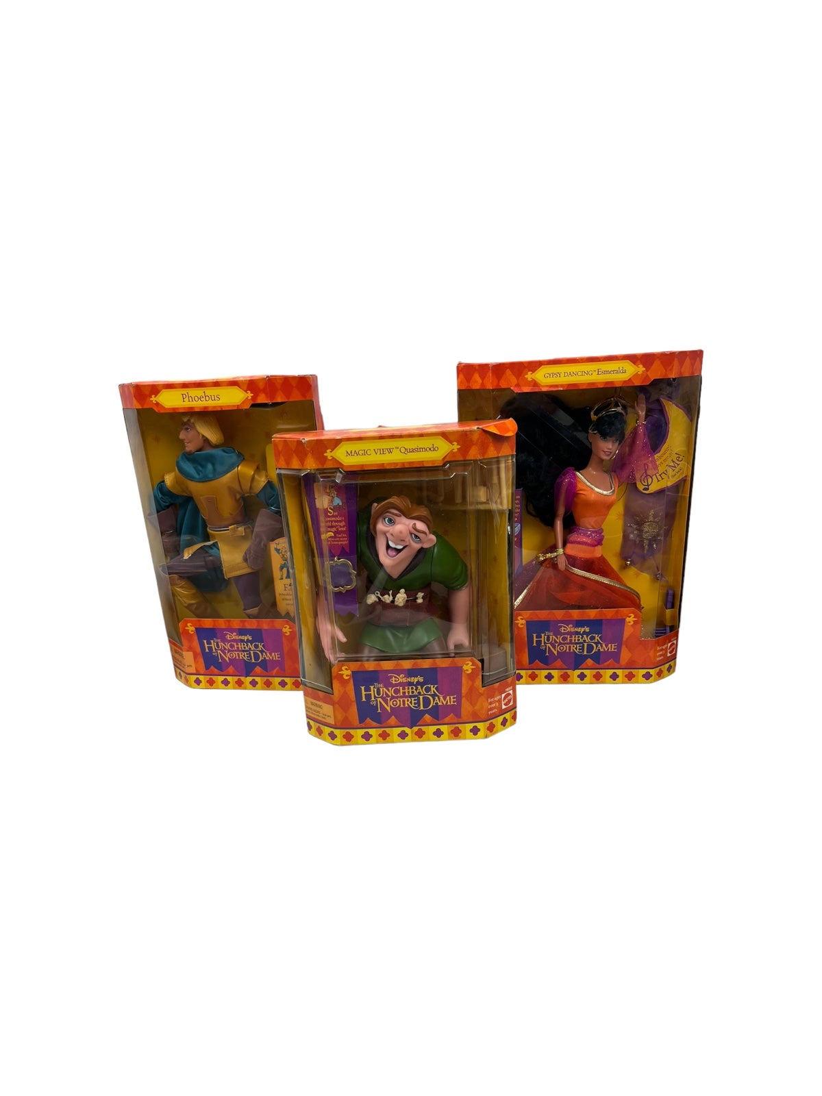 1995 Disney The Hunchback Of Notre Dame Quasimodo Esmeralda Phoebus Dolls NIB