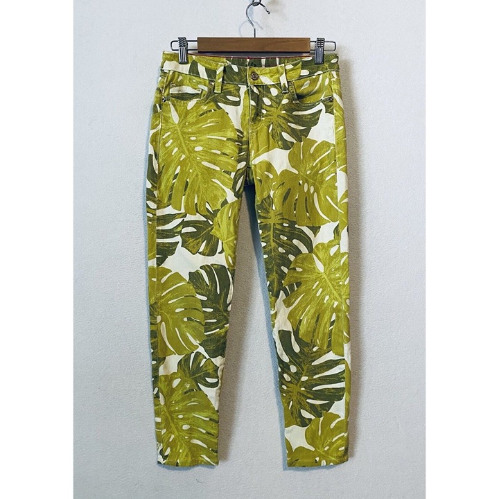 Kate Spade Jeans Womens 26 Broome Street Havana Leaf Cropped Green Boho