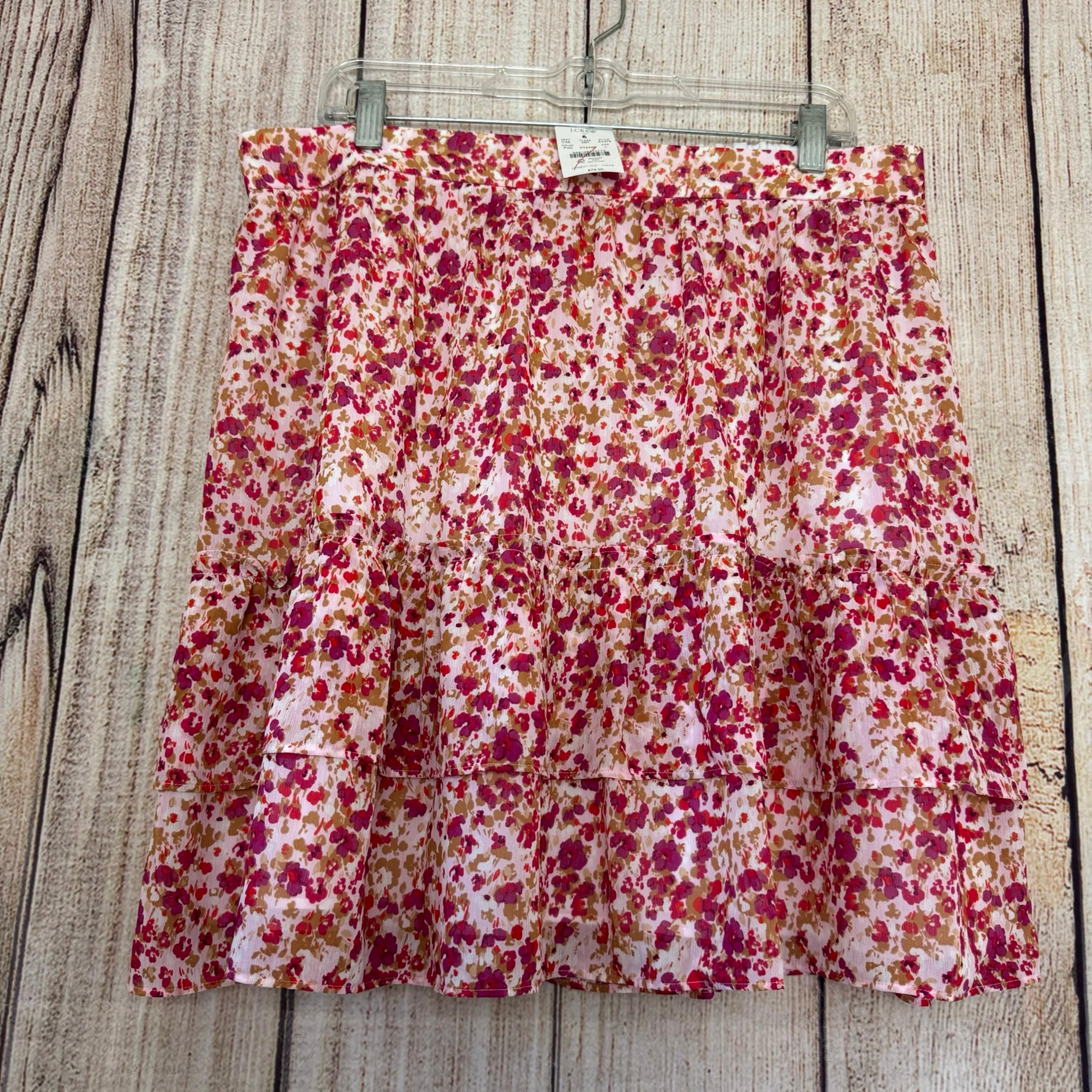 J.Crew Womens Floral Tiered Ruffle Mini Skirt size Large