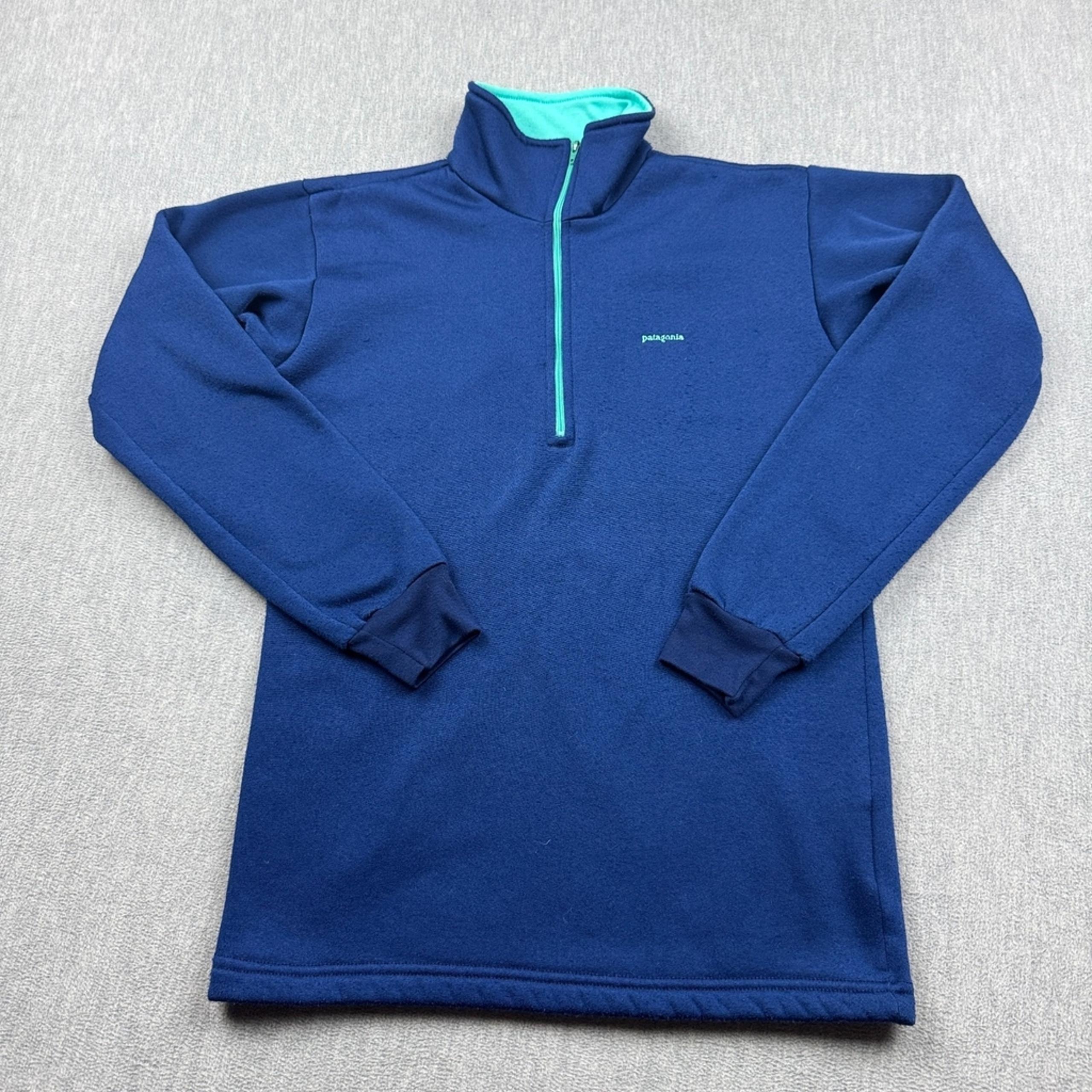 Vintage Patagonia Sweater Mens Small Blue 1/2 Zip Pullover Capilene Made In USA