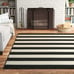 Papatya Flatweave Black Onyx/ Ivory Indoor/Outdoor Rug - Rectangle 5'3 x 7'6