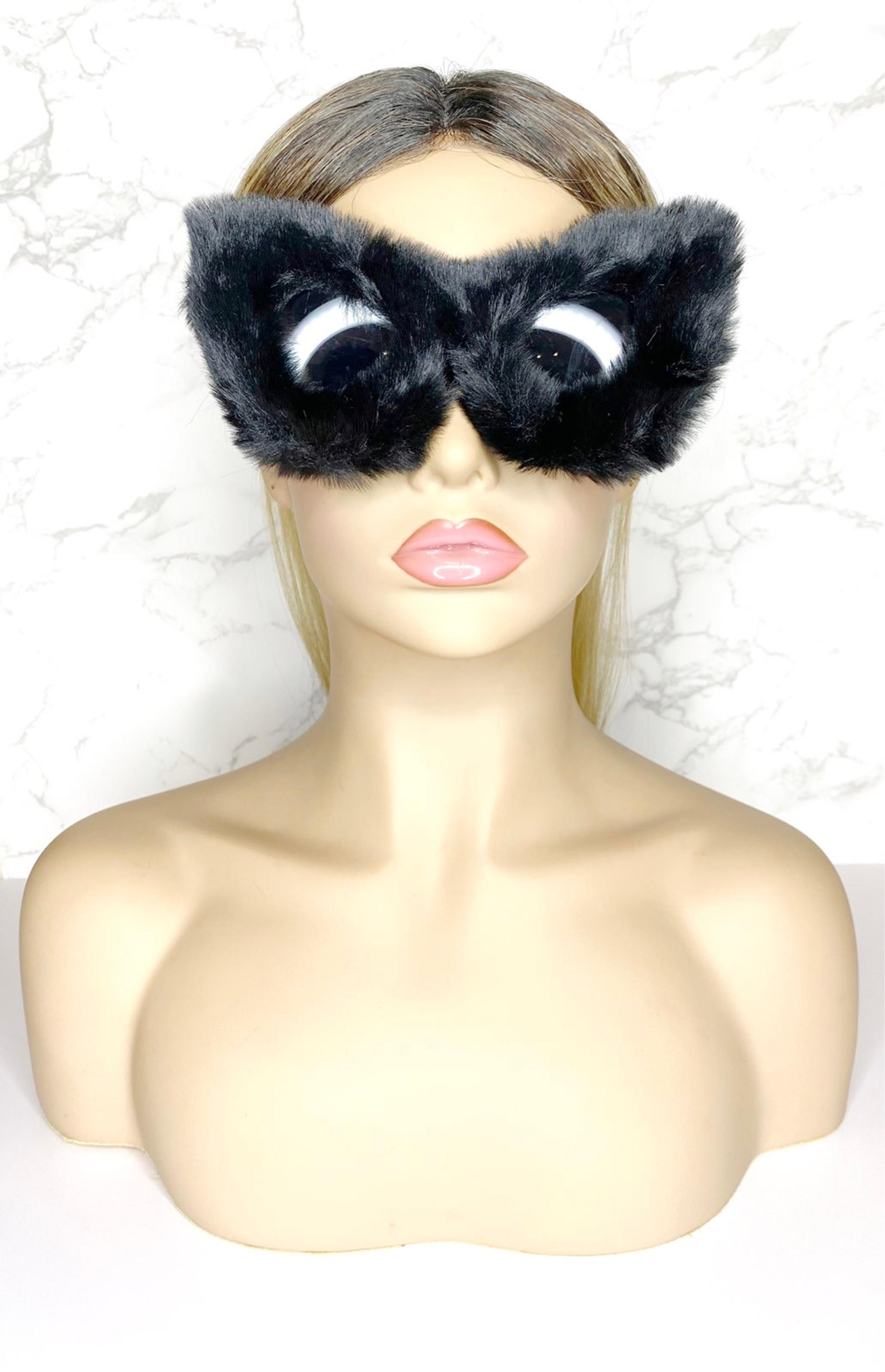 Black faux fur sunglasses