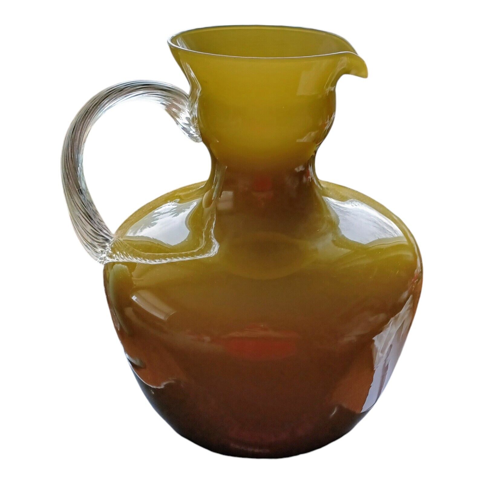Stelvia Empoli Italy Cased Army Green Art Glass Pitcher Handle