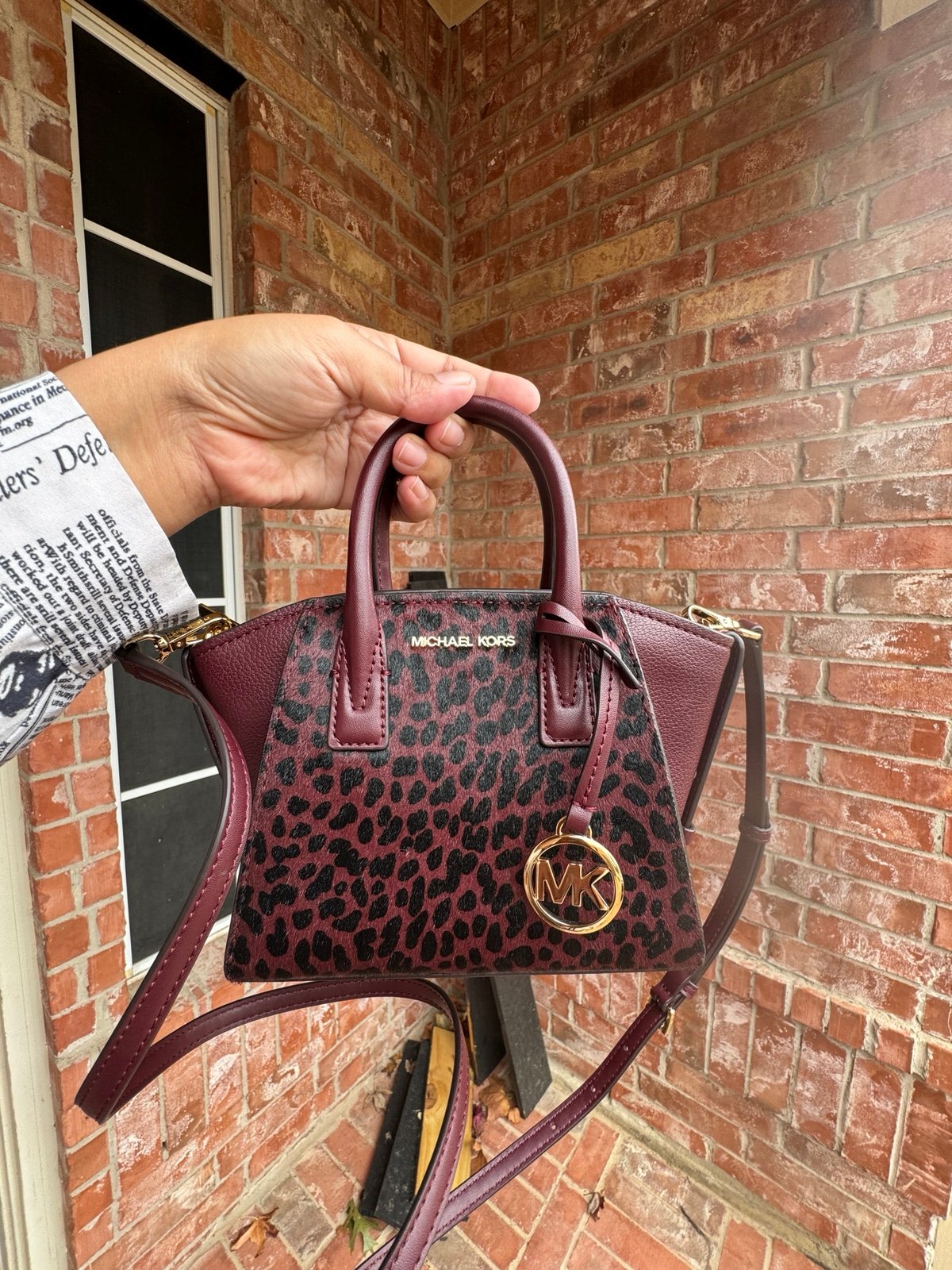 Michael Kors Avril XS Leather Handbag Satchel Crossbody Bag Oxi Blood Purse