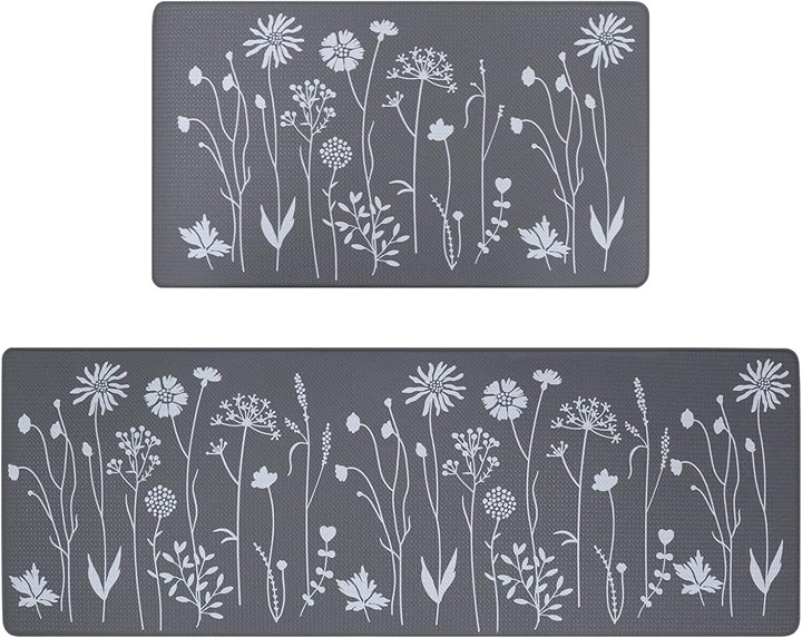 2 Pcs Kitchen Rugs and Mats, Cushioned Anti-Fatigue Floor Mat