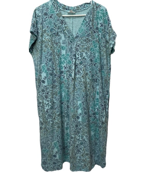 J. Jill women's size large tall t-shirt dress split neck paisley floral midi
