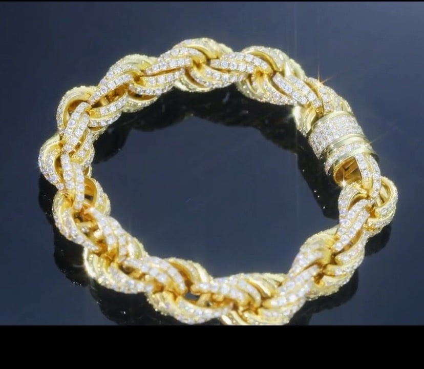 S925 Iced Out Moissanite Diamond Rope Chain Bracelet for Men