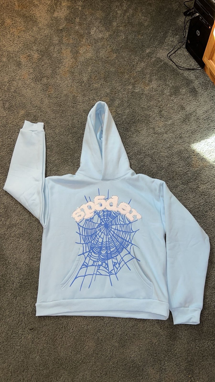 Sky Blue Rhinestone Spyder Hoodie