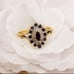 Vintage 1992 9ct Sapphire & Diamond Double Halo Navette Cluster Ring