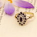 Vintage 1992 9ct Sapphire & Diamond Double Halo Navette Cluster Ring