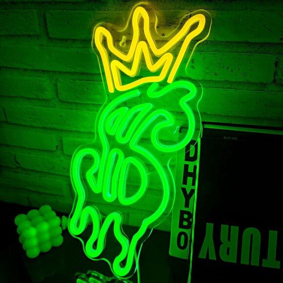 New Money Neon Sign, Crown Dollar LED Light for Shop & Wall Decor, USB Powered