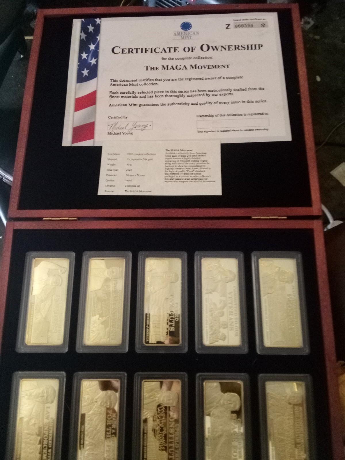 The MAGA movement bars layered in 24k gold