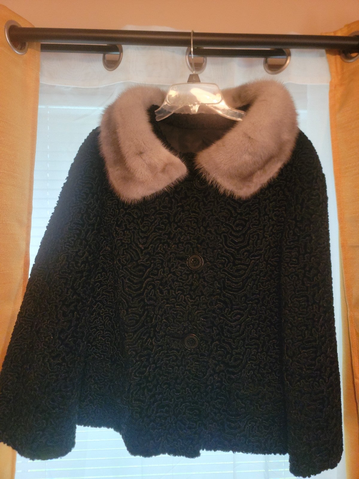 Vintage 50s Astrakin Lamb fur and silk women's coat