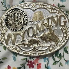 Gold and Silver Wyoming Belt Buckle by (Montana Silversmiths)
