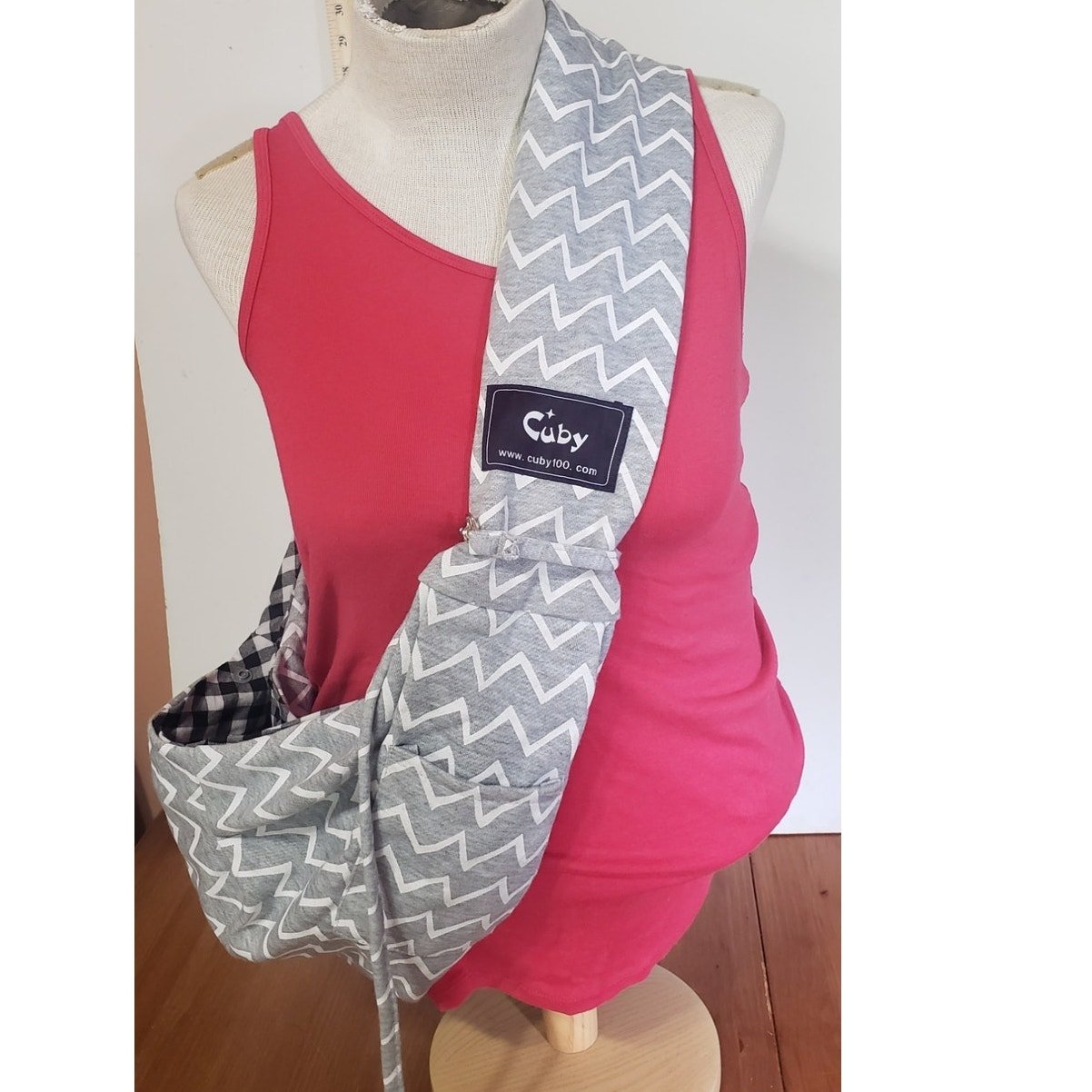Cuby pet carrier sling bag soft cotton gray and white snap buttons