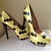 Batman Bat Symbol Gold black heels size 9