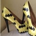 Batman Bat Symbol Gold black heels size 9