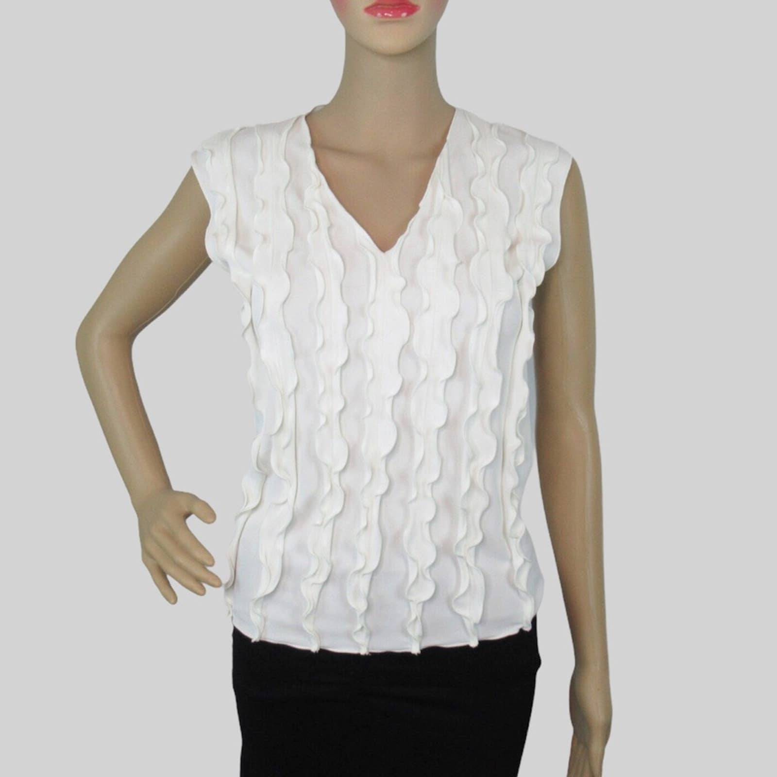 Armani Ruffled Sleeveless Top Blouse S