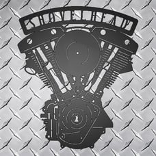 Shovelhead Engine Metal Garage Sign - Biker Garage Steel Wall Sign - Motorcyclis