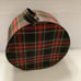 Vintage Plaid Tartan Round Hat Traveling Train Case Zip Closure Carrying Handle