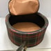 Vintage Plaid Tartan Round Hat Traveling Train Case Zip Closure Carrying Handle
