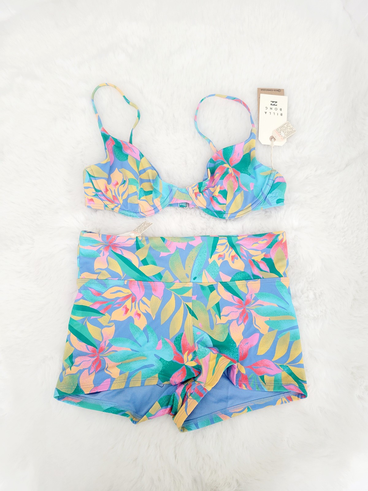 BILLABONG TROPIC DAZE DEMI UNDERWIRE BIKINI TOP & SHORT SET SIZE M/10