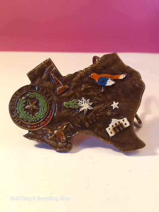 1976 Bergamot Brass Works Enamel Texas Belt Buckle