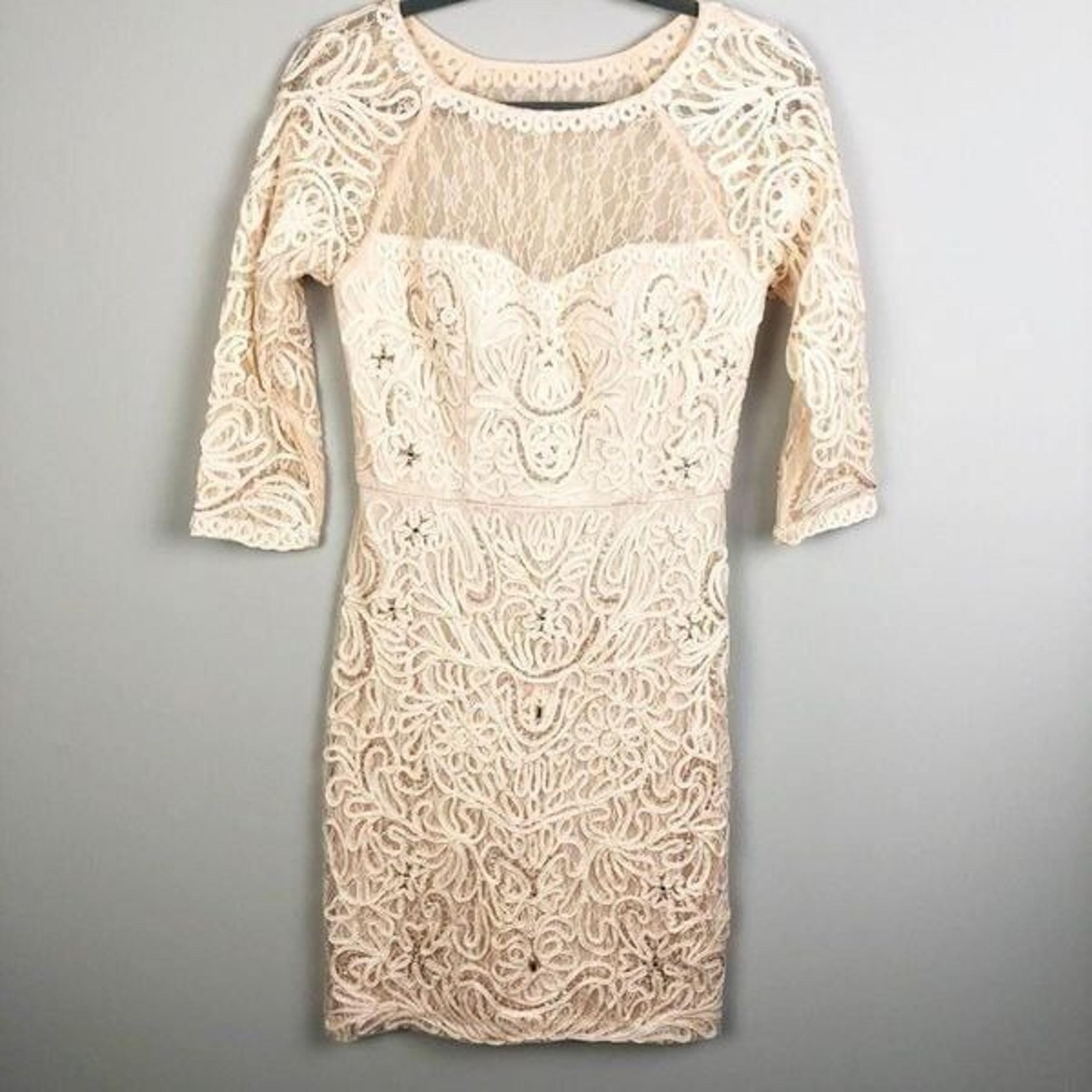 SUE WONG NOCTURNE | Lace Embellished Dress 3/4 Sleeves