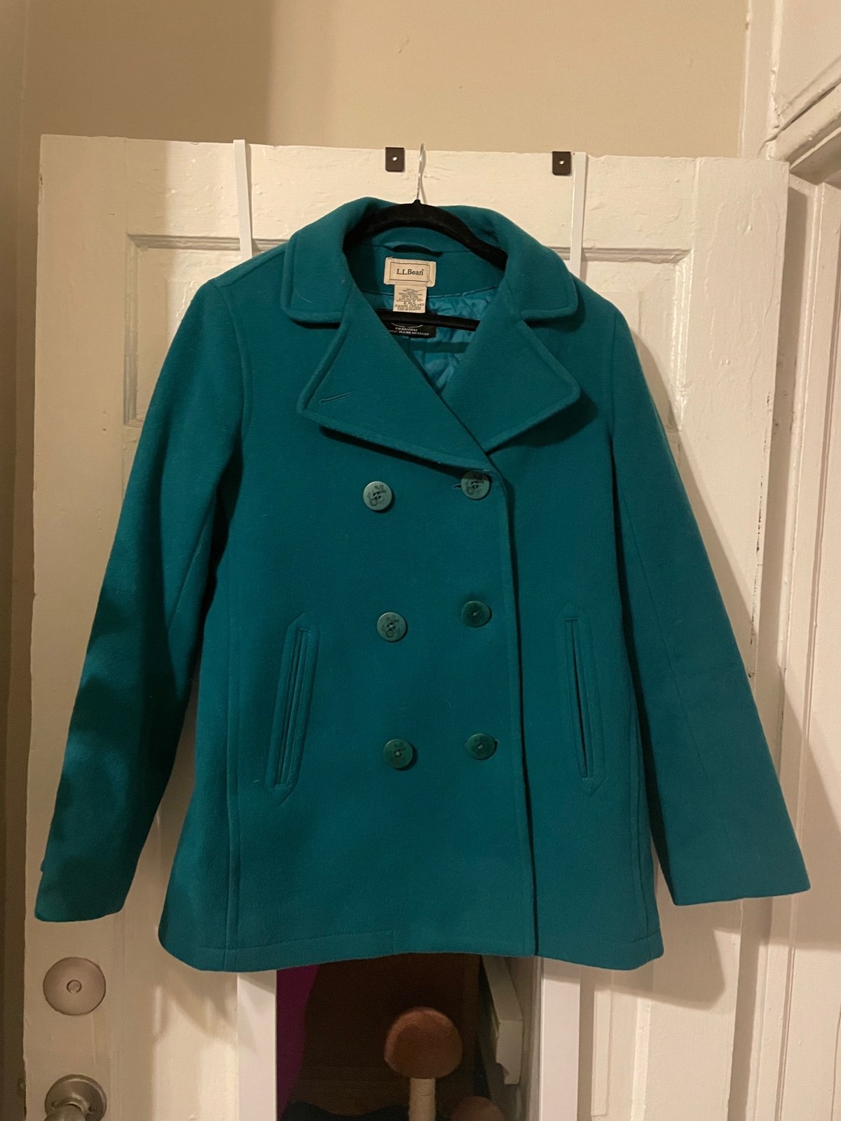 Womens L.L. Bean Teal Peacoat, size 8