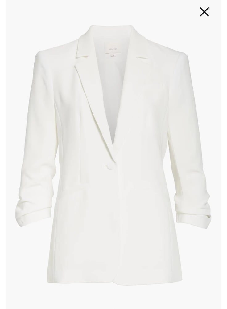 Women's Cinq a' Sept Khloe Ruched Sleeve Blazer Jacket Size 6 Ivory 395
