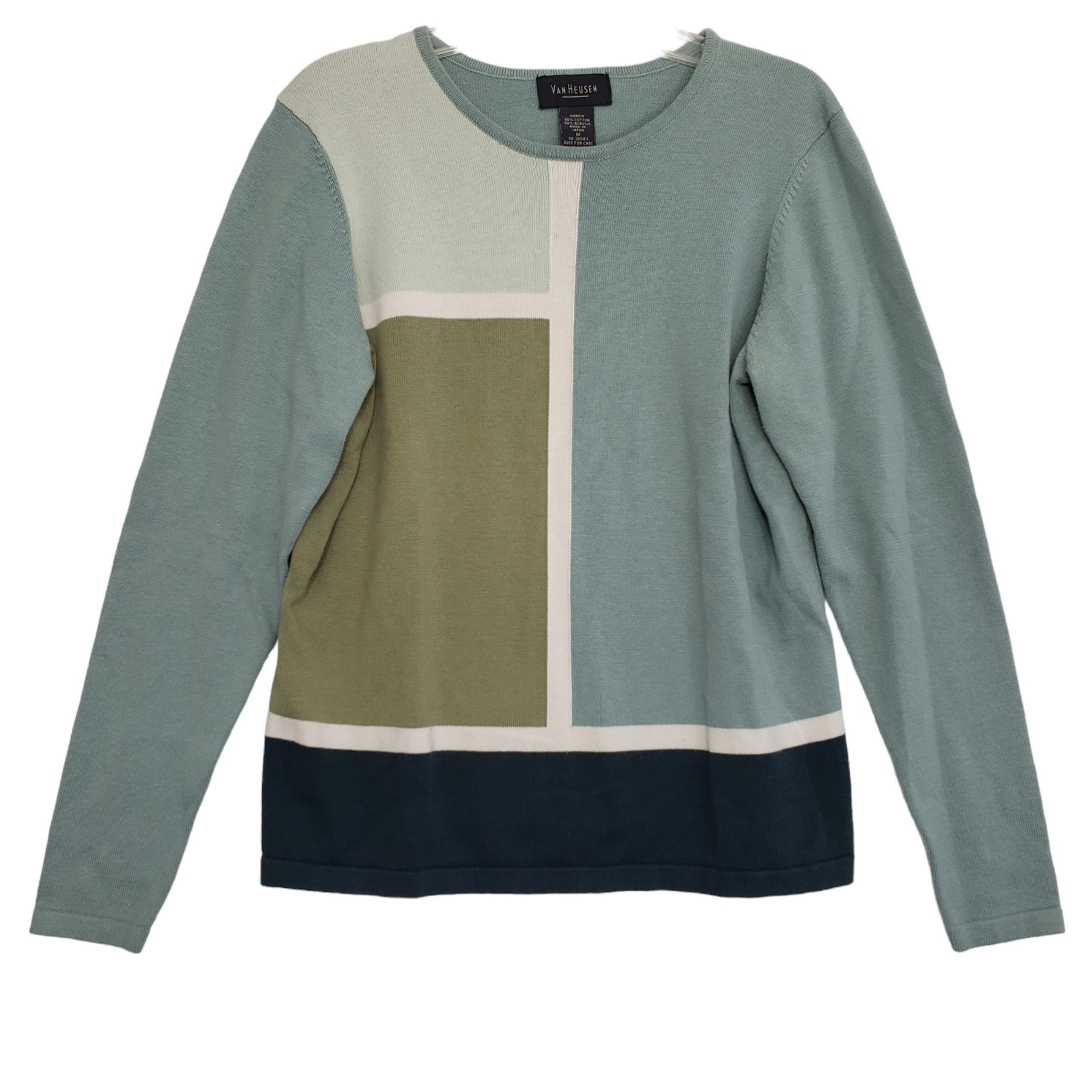 Van Heusen Medium Color Block Crewneck Lightweight Sweater