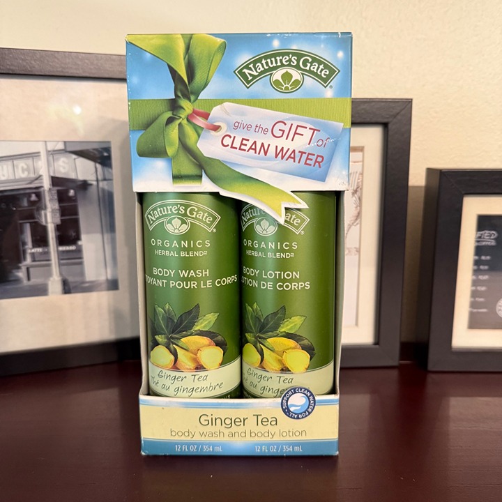 Natures Gate Ginger Tea Body Wash & Lotion Gift Set NIB