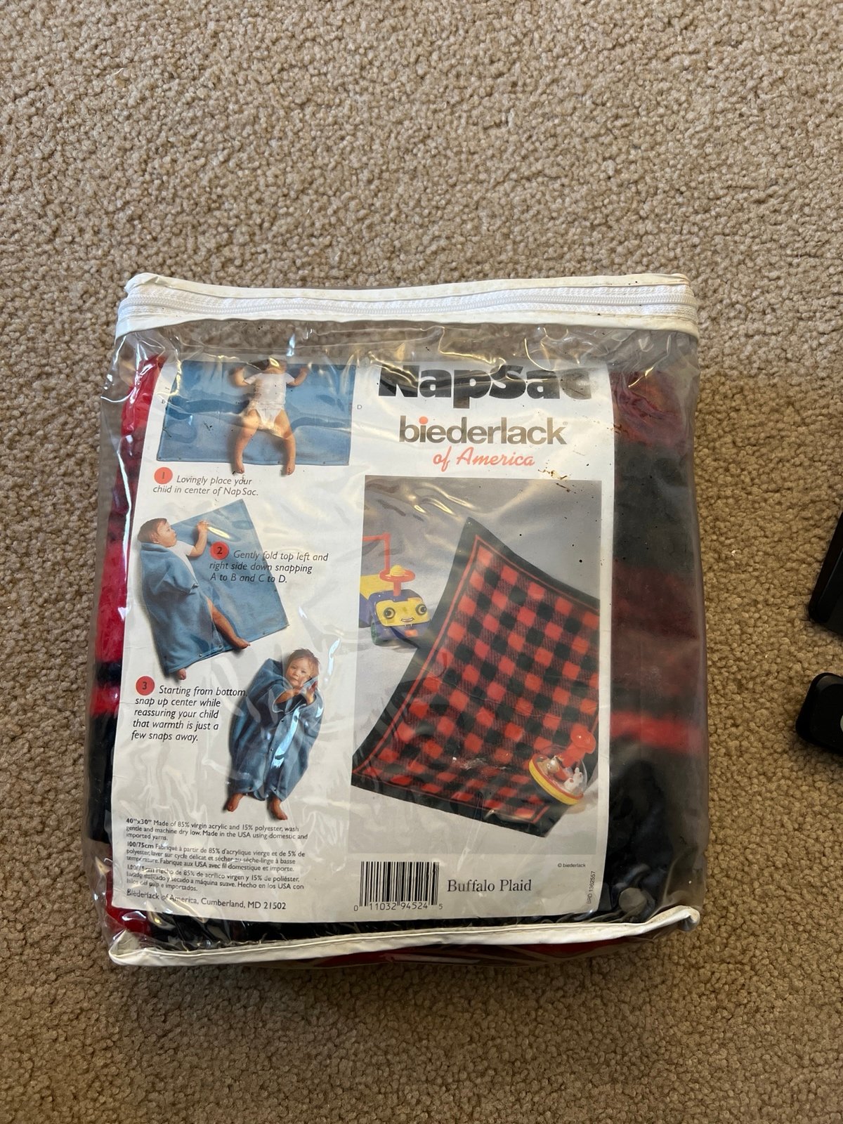 Brand new vintage Napsack from Biederlack of America in buffalo plaid