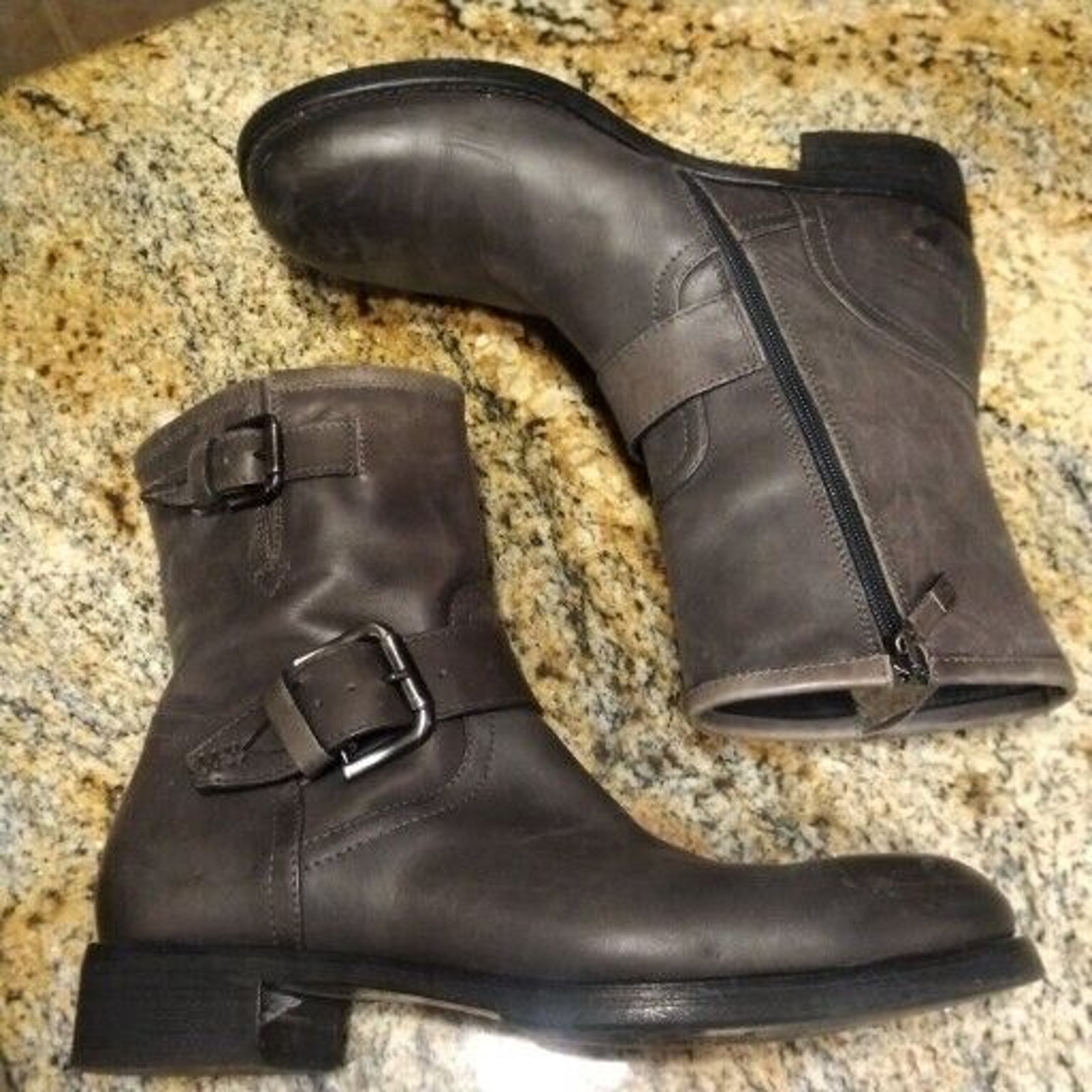 Alberto Fermani Grey Leather Moto Motorcycle Riding Boots SZ US 9 EU 39.5