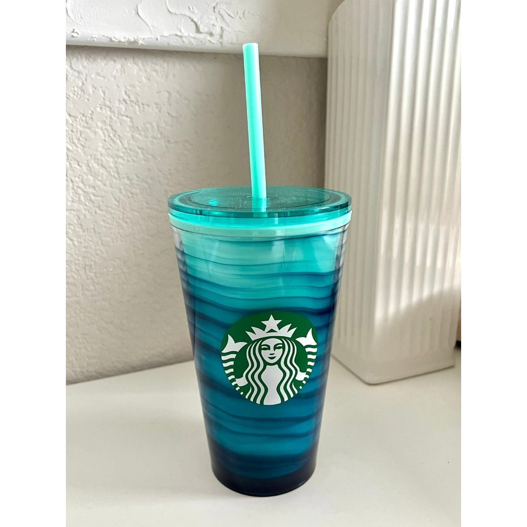 Marbled Blue Agate Gradient starbucks cold cup