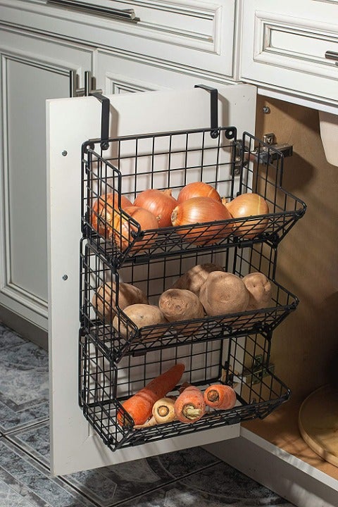 3Tier Under Sink Organizers and Storage Hanging Fruit Basket, Bin Rack Basket