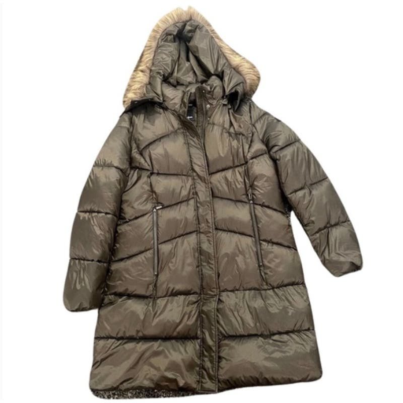 Sam Edelman 3/4 Puffer Jacket w/ Faux Fur Trim Hood, Size XL