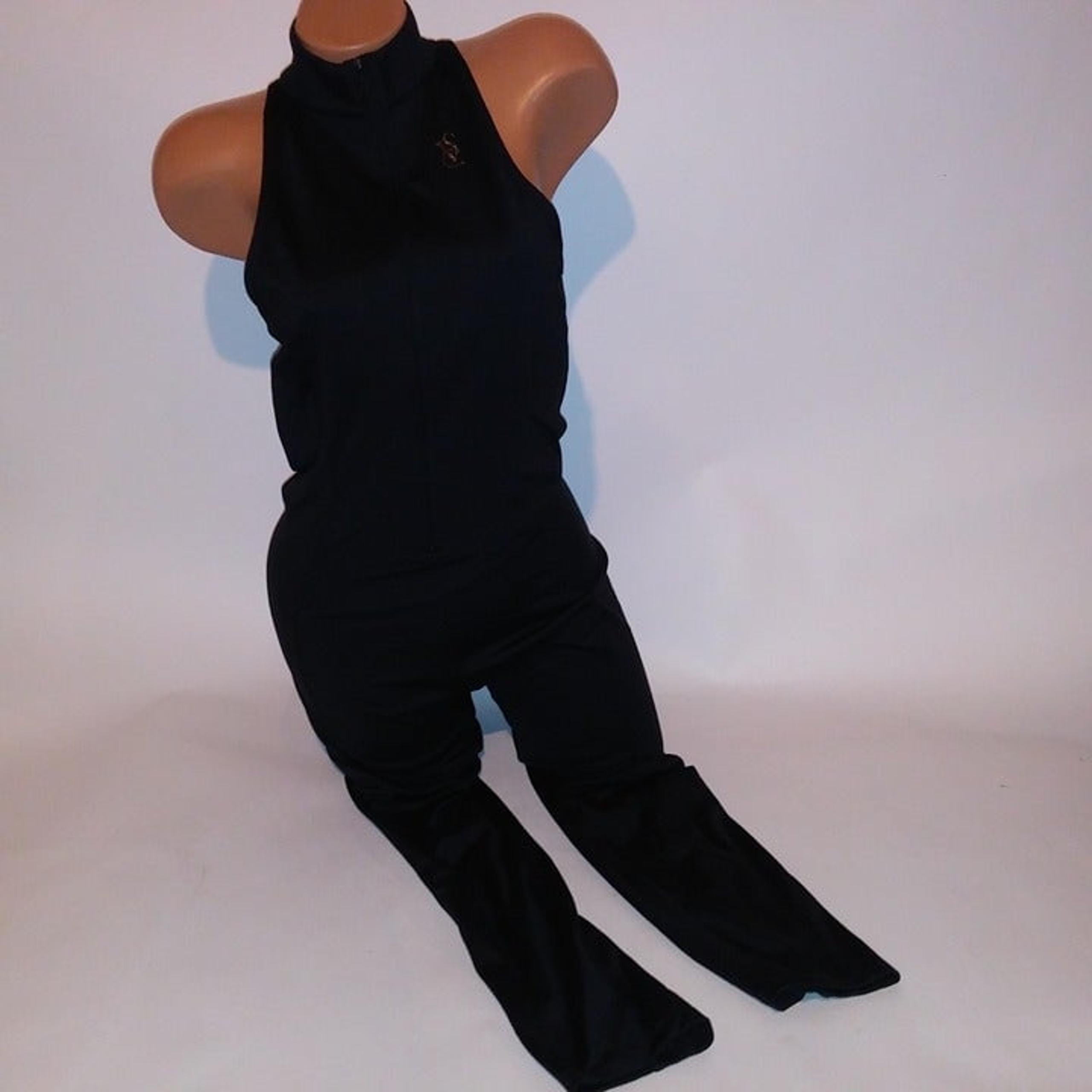 Victoria Secret Jumpsuit Large One Piece Pantsuit Romper Solid Black Sleeveless
