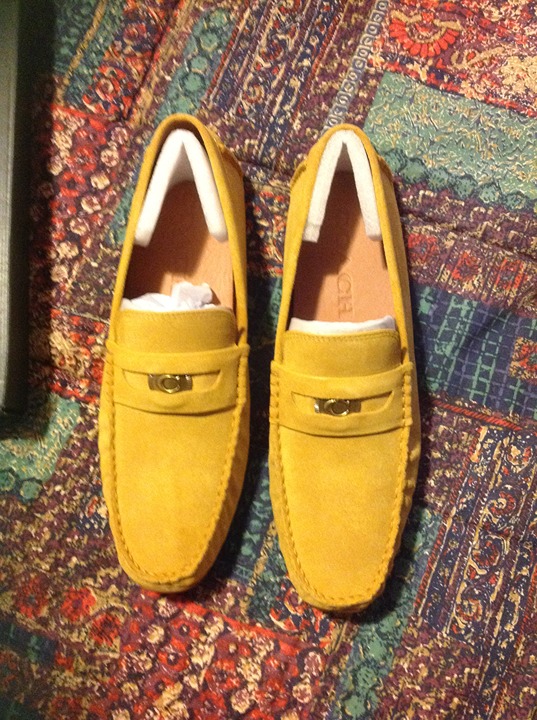 Coach Men's Signature Coin Flax(Light Yellow) Suede Drivers(Loafers) - 11D - NIB