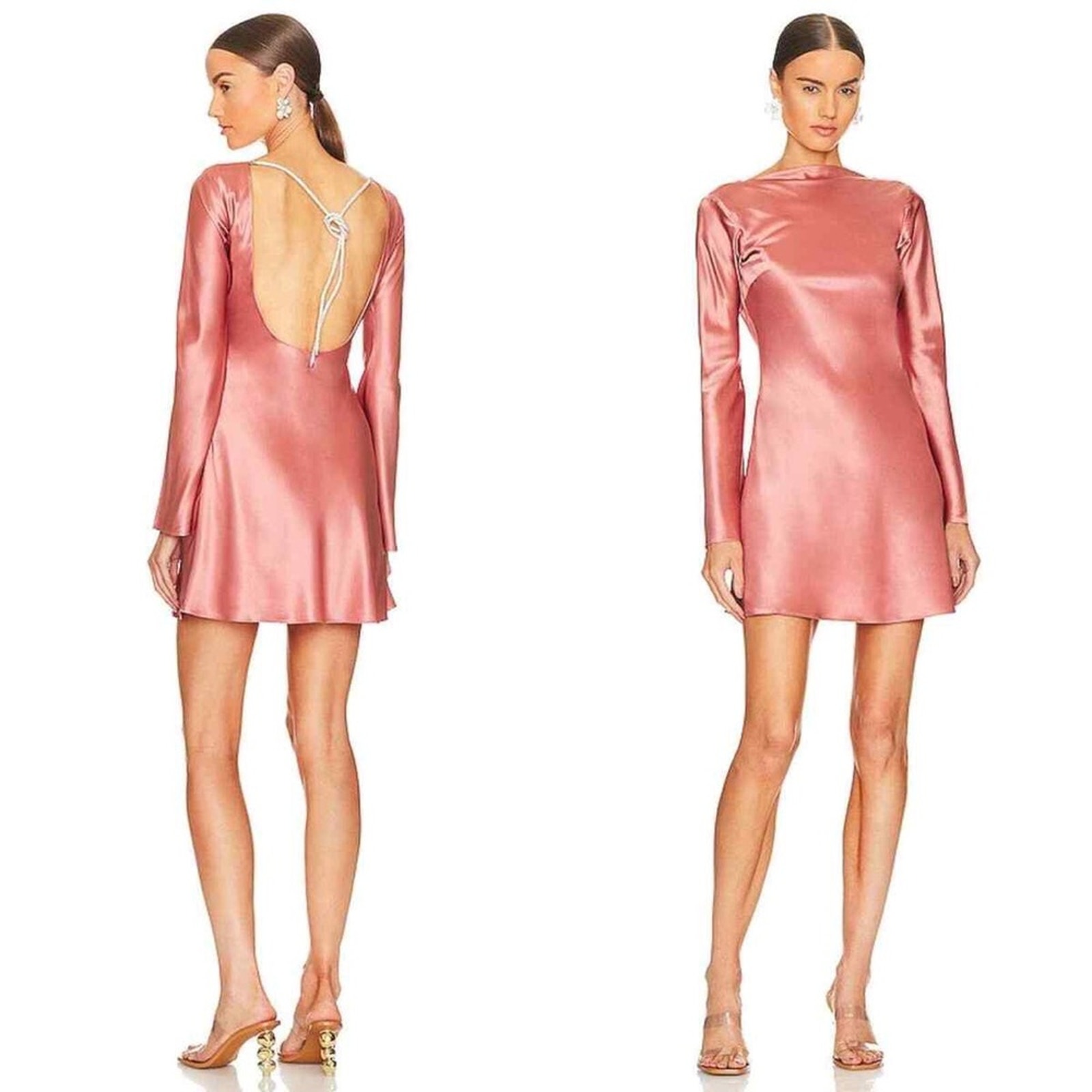 NWT CULT GAIA 598 Milla Dress in Jaipur Size 10, Long Sleeve Satin Mini Dress