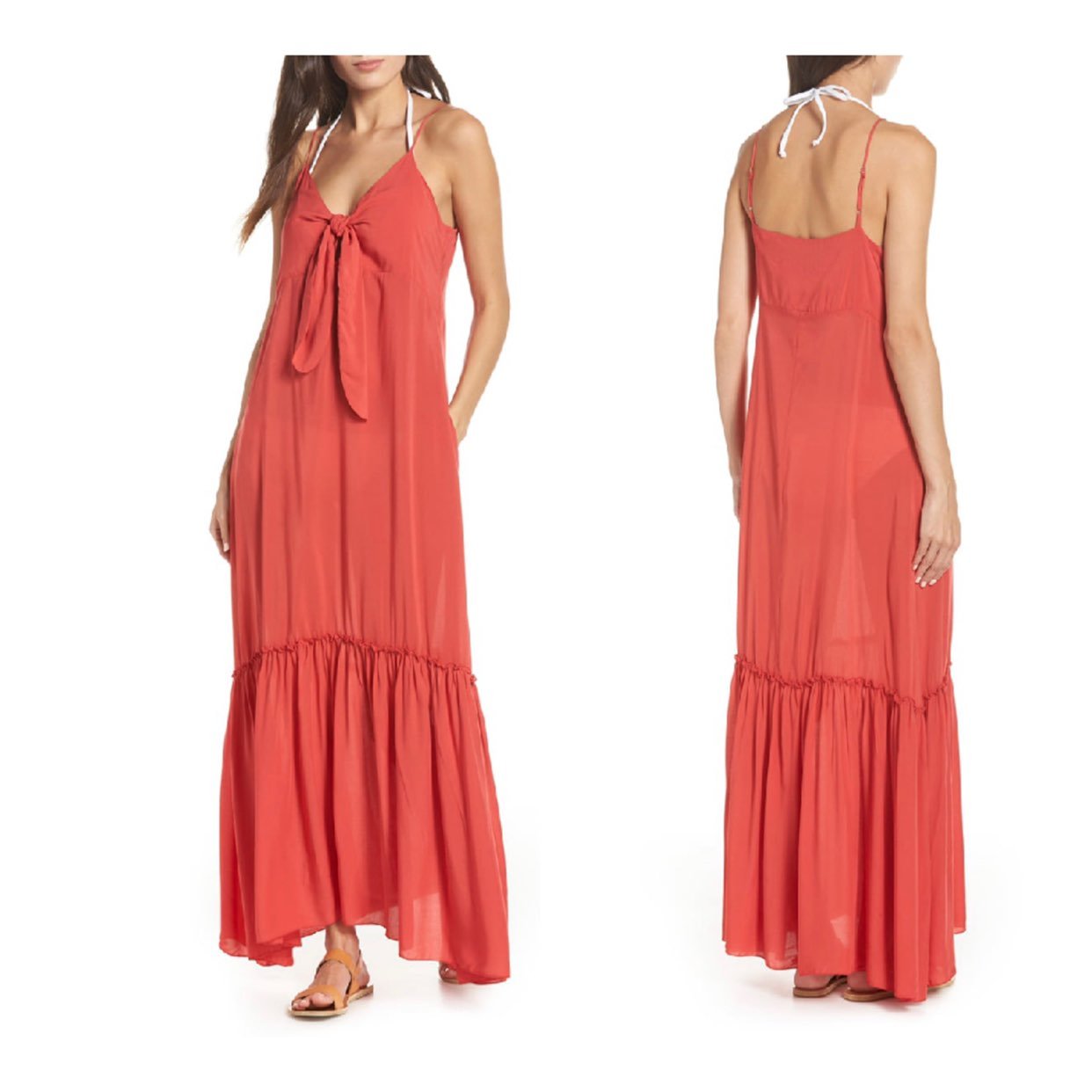 Elan Maxi Cover Up Ruffle Dress/S/NWT