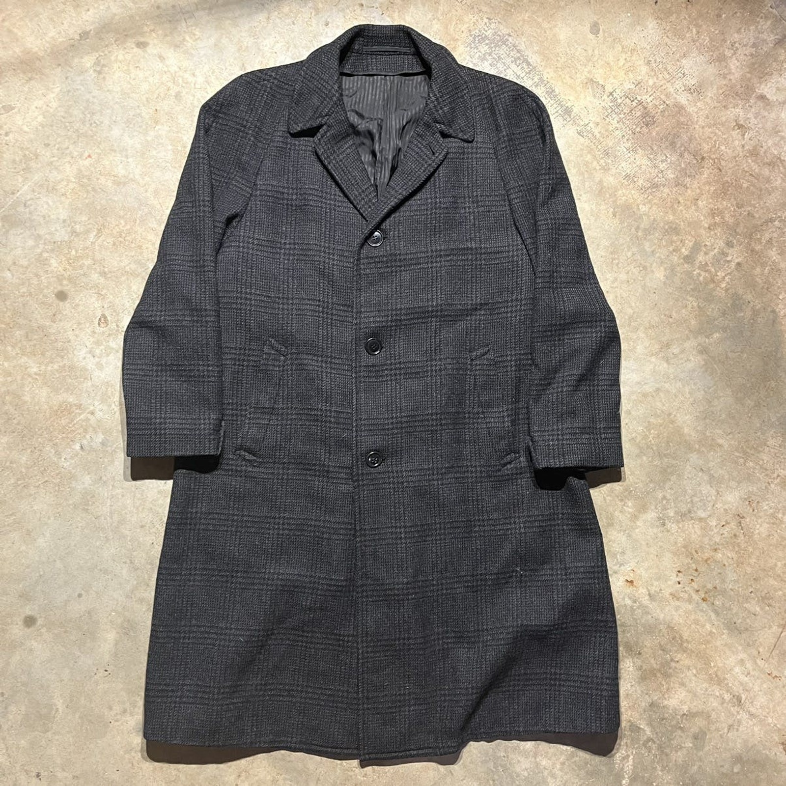 Vintage 60s Rembrandt Nowell's Black/Grey Wool Long Coat