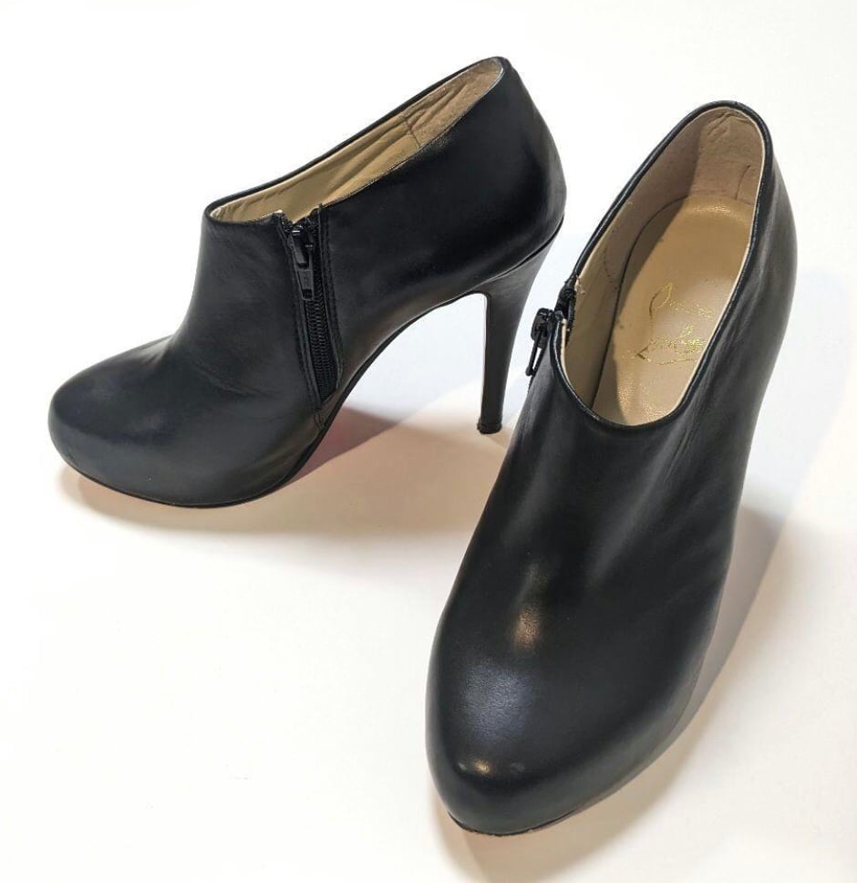 Christian Louboutin Black Leather Platform Boots size 37