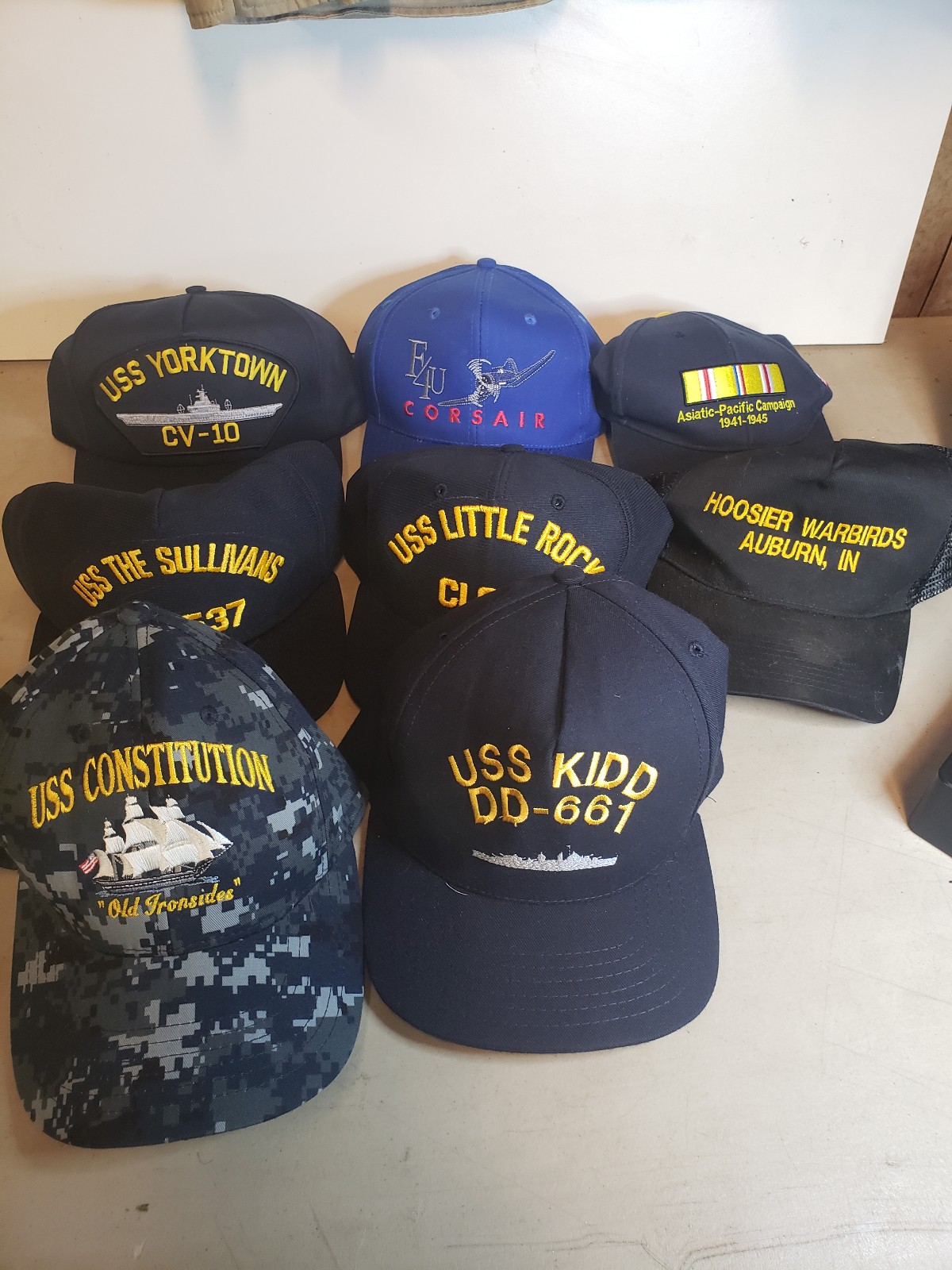 8 Vtg 1980s 1990s US NAVY USMS Military USS Snapback Mens Hat LOT mesh Trucker