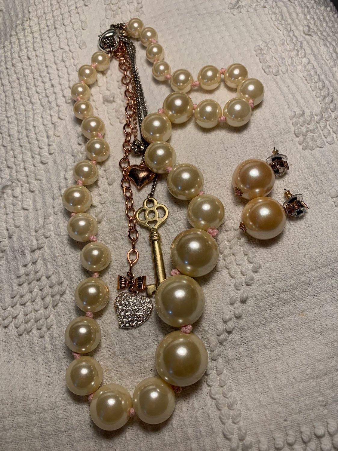 Betsey johnson Pearl Necklace and earings
