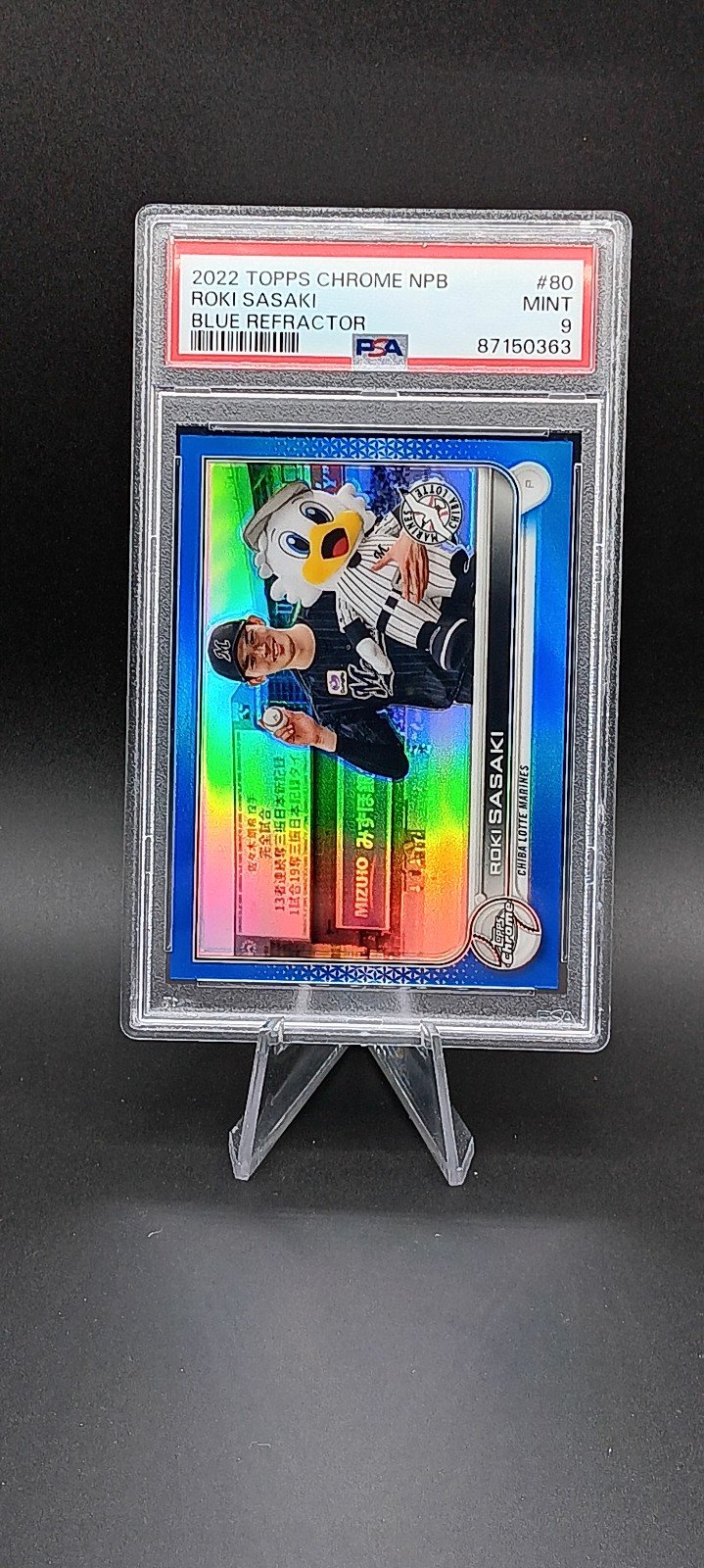 2022 Topps Chrome NPB Roki Sasaki Perfect Game #80 Blue Refractor /150 PSA 9