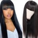 22 Full neat bangs none lace front human hair wig long