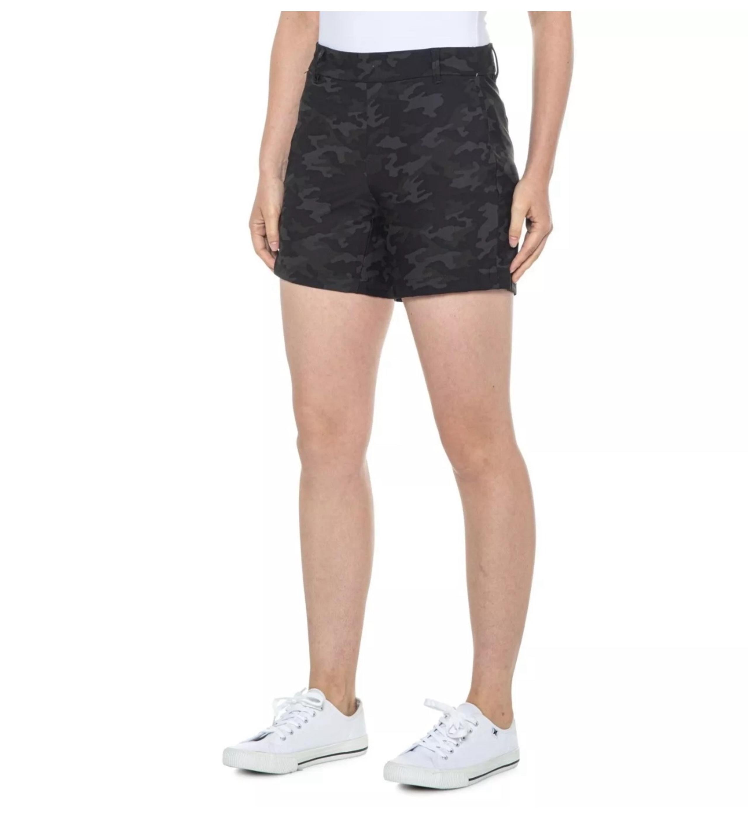SPANX women’s pull on Sunshine 6" Shorts Black Camouflage in Size Medium NEW